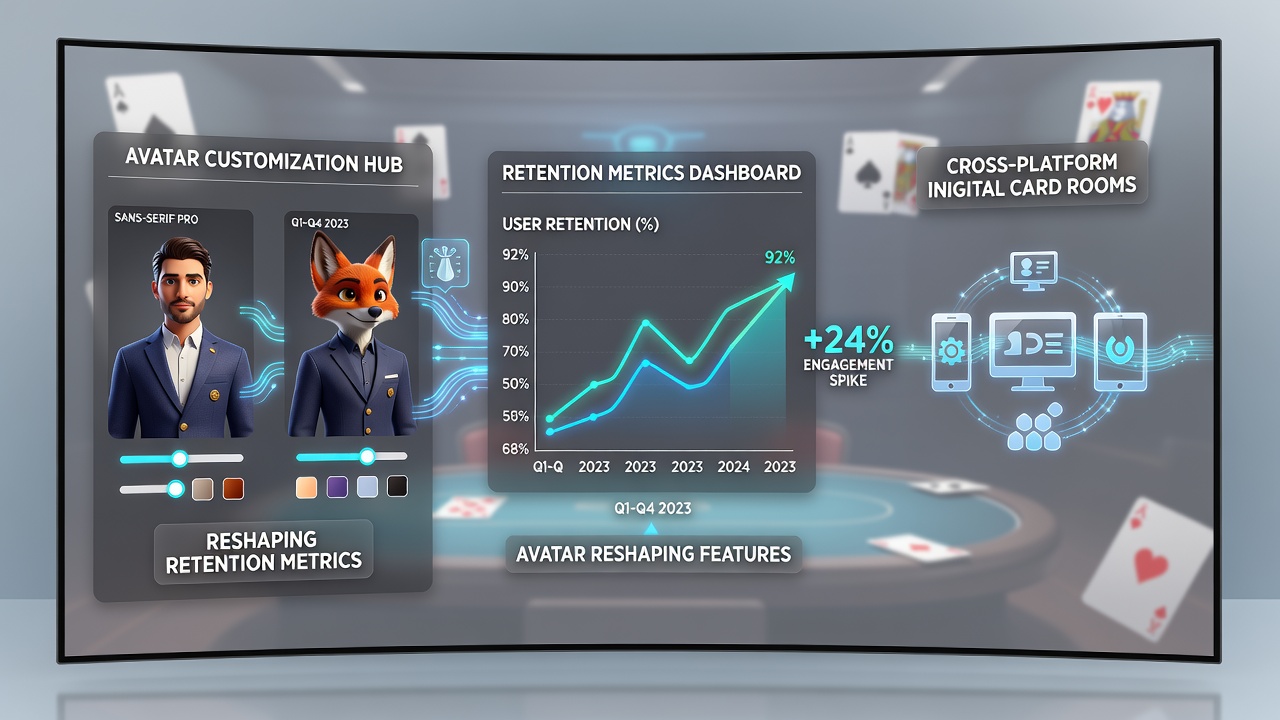 Players engaging with customized avatars during a live digital card game session on mobile and desktop