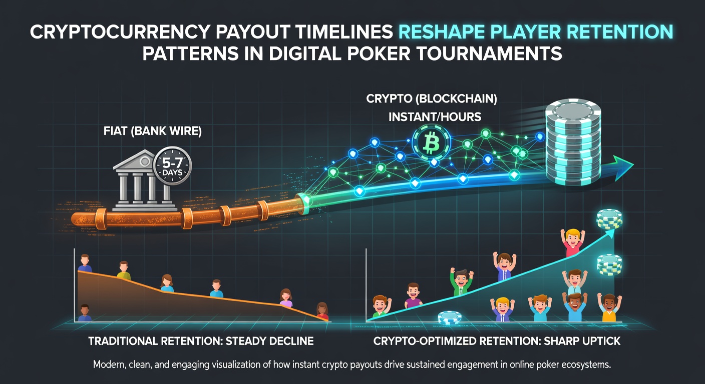 Digital poker players engaging in online tournaments with cryptocurrency transaction visuals on screen