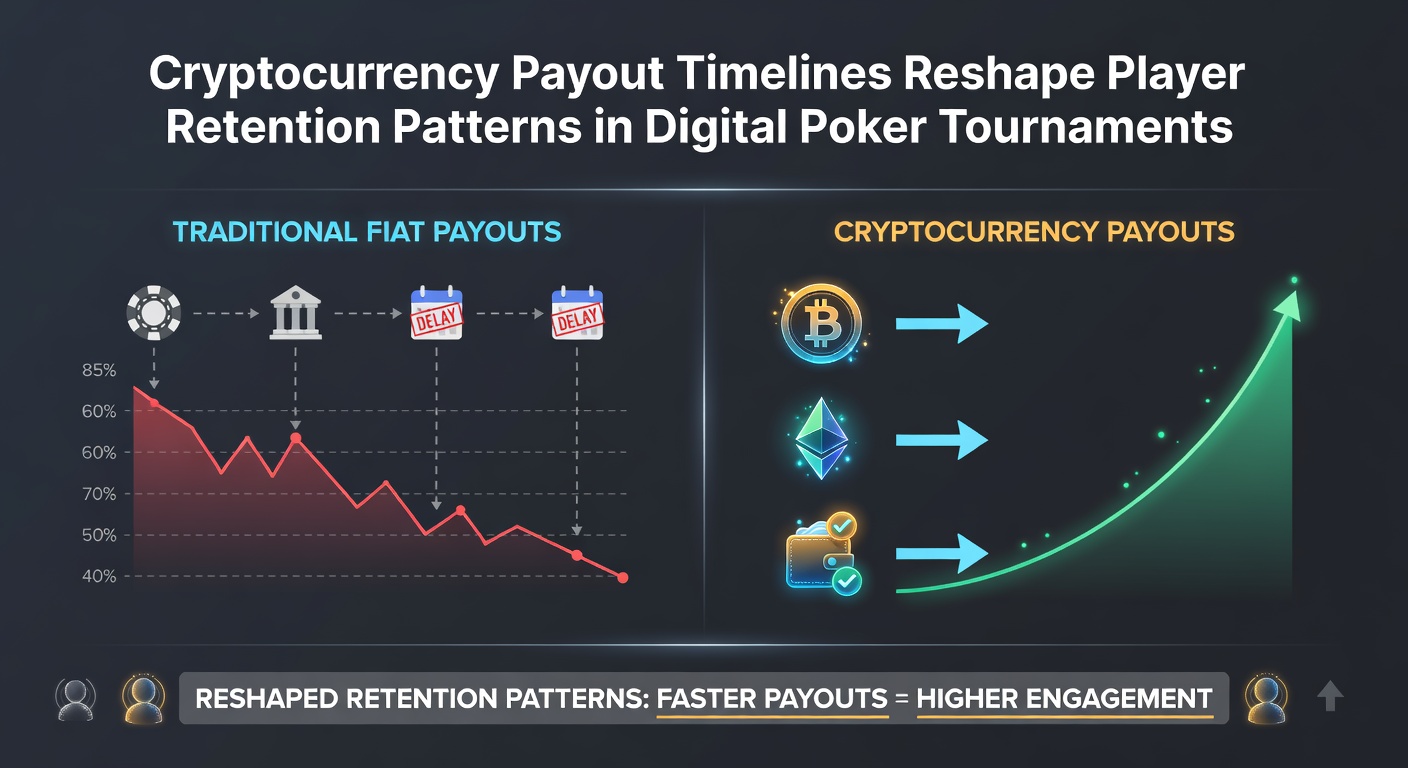 Analytics dashboard displaying poker tournament retention statistics and cryptocurrency payout speed comparisons