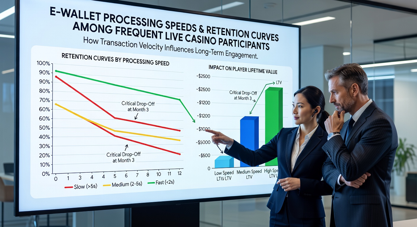 Graph illustrating retention curves segmented by e-wallet processing time categories