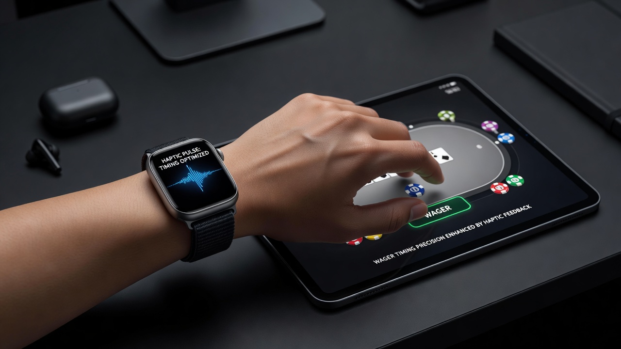 Graph illustrating wager timing improvements linked to haptic device usage in global sessions