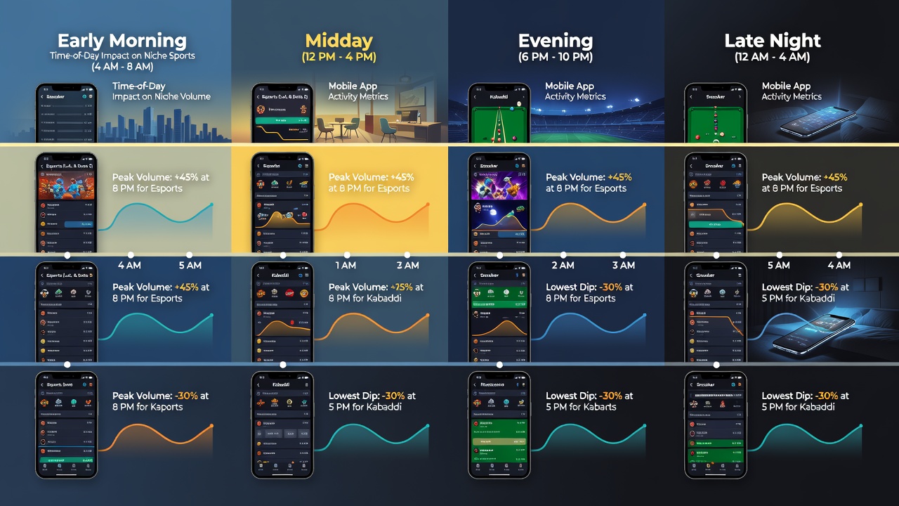 Graph showing betting volume peaks for niche sports across different hours of the day