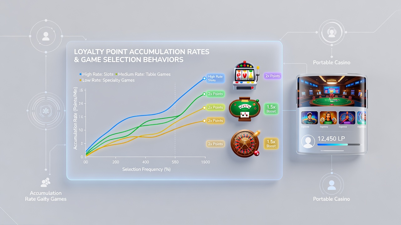 Analytics dashboard displaying loyalty point accumulation rates next to player game selection statistics on a tablet device