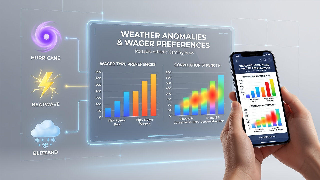 Weather data overlays on mobile sports betting interfaces showing anomaly patterns
