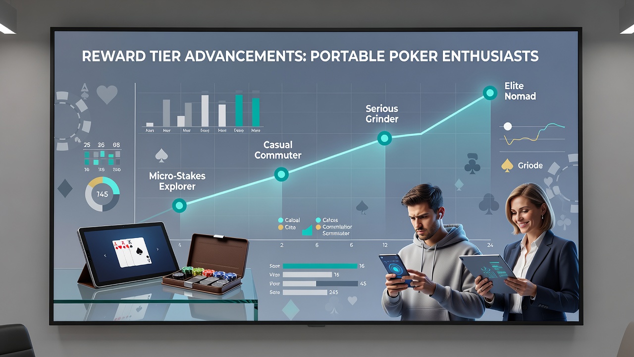 Analytics dashboard displaying reward tier progression metrics for portable poker participants during promotional cycles