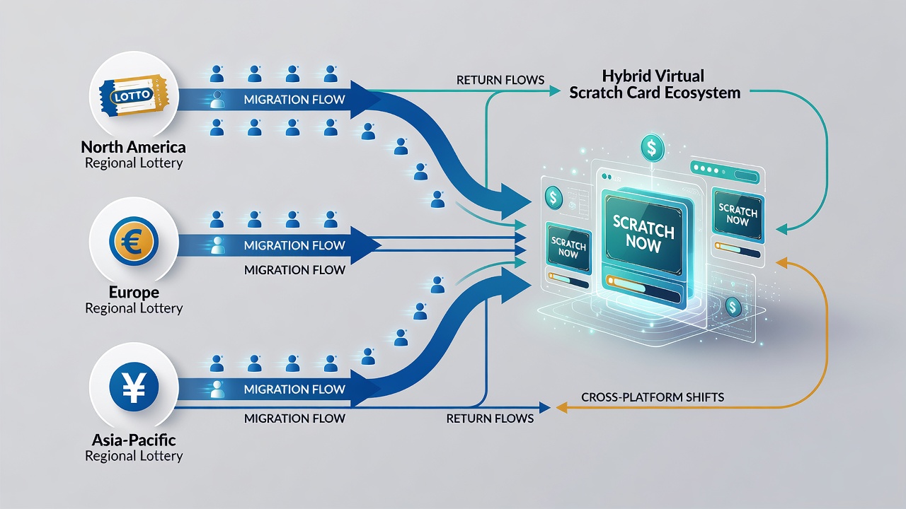 Diagram showing regulatory transition impacts on player movement between lottery and virtual scratch ecosystems