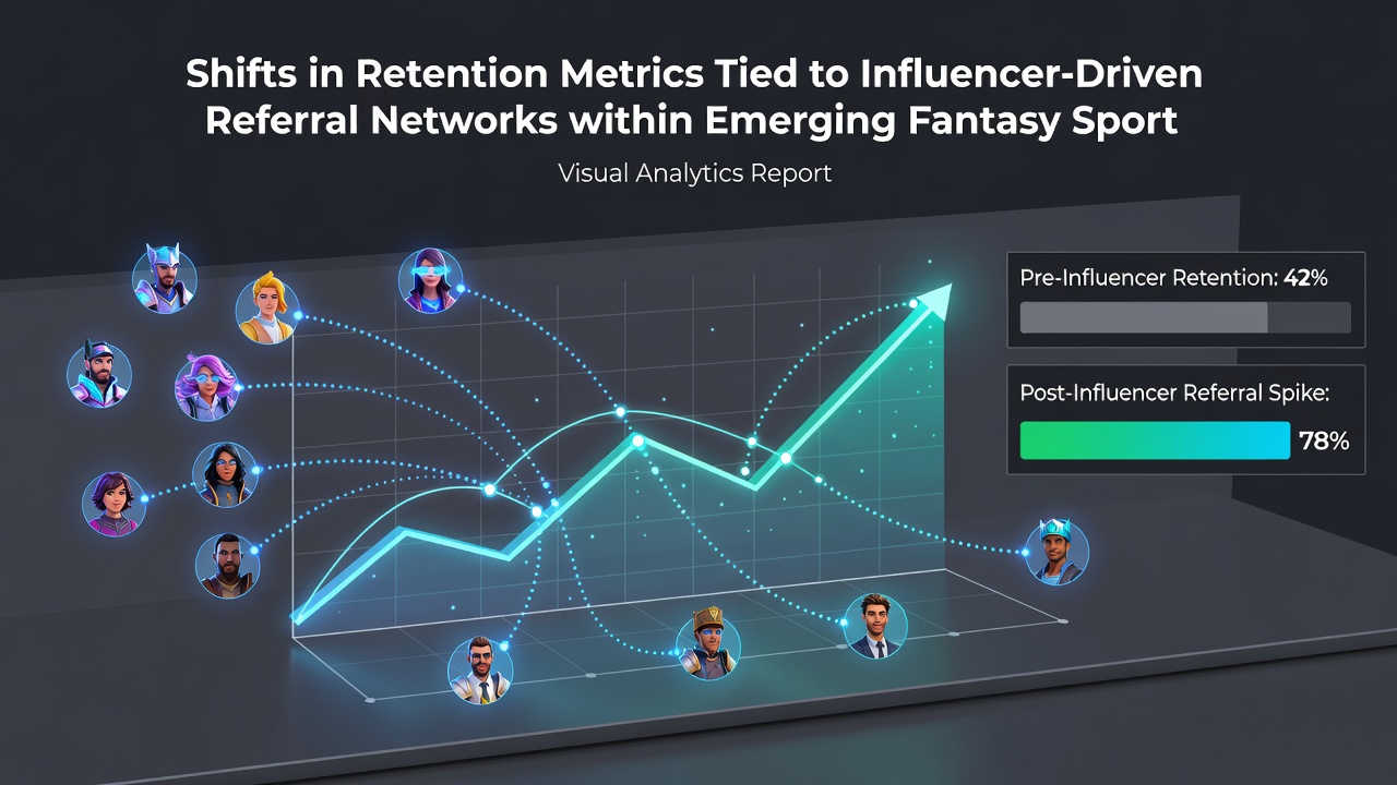 Analytics dashboard showing retention curves for influencer-referred fantasy sports users