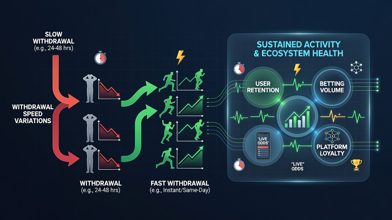 Analytics dashboard displaying retention curves and withdrawal processing times for mobile betting users